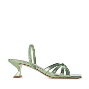 Amaya Green Metallic Leather Sandals