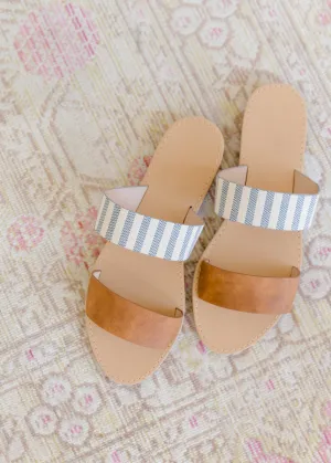 Banded Faux Leather Striped Sandal - FINAL SALE