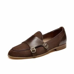 BeauToday Leather Loafers for Women with Buckle Straps