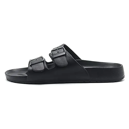 BEMGNAR Men’s Lightweight Comfort Slides Double Buckle Slip-on Adjustable EVA Orthopedic Flat Sandals