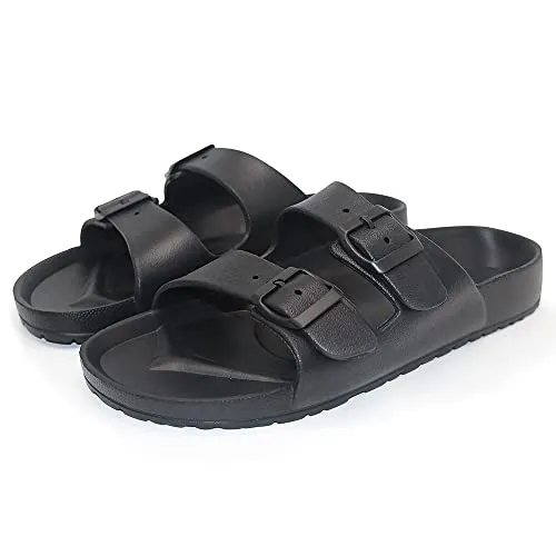 BEMGNAR Men’s Lightweight Comfort Slides Double Buckle Slip-on Adjustable EVA Orthopedic Flat Sandals