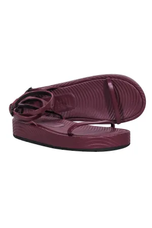 Bettina Vermillon - Burgundy Textured Leather Strappy Sandals Sz 9