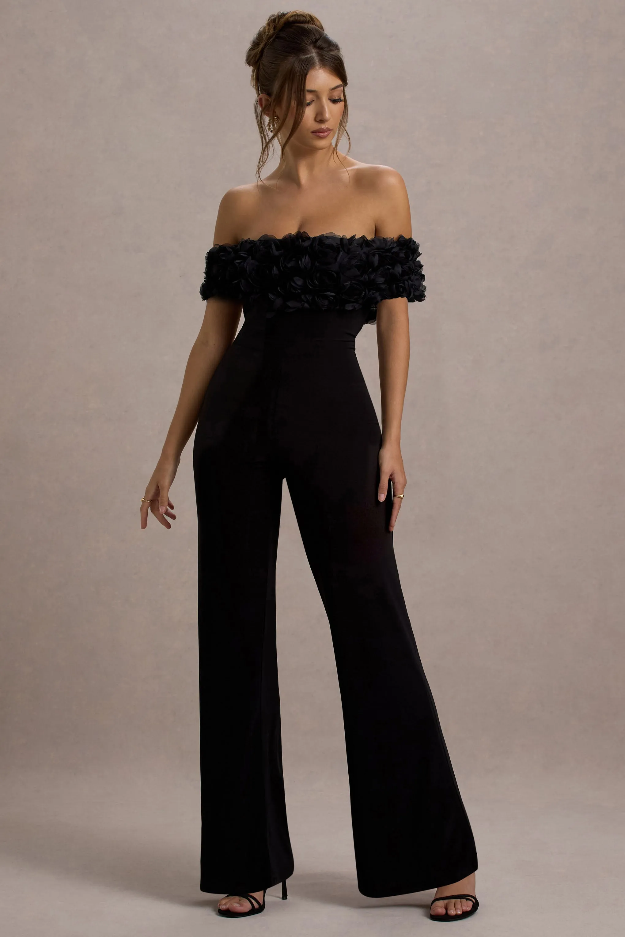 Botanique | Black Floral Bardot Jumpsuit