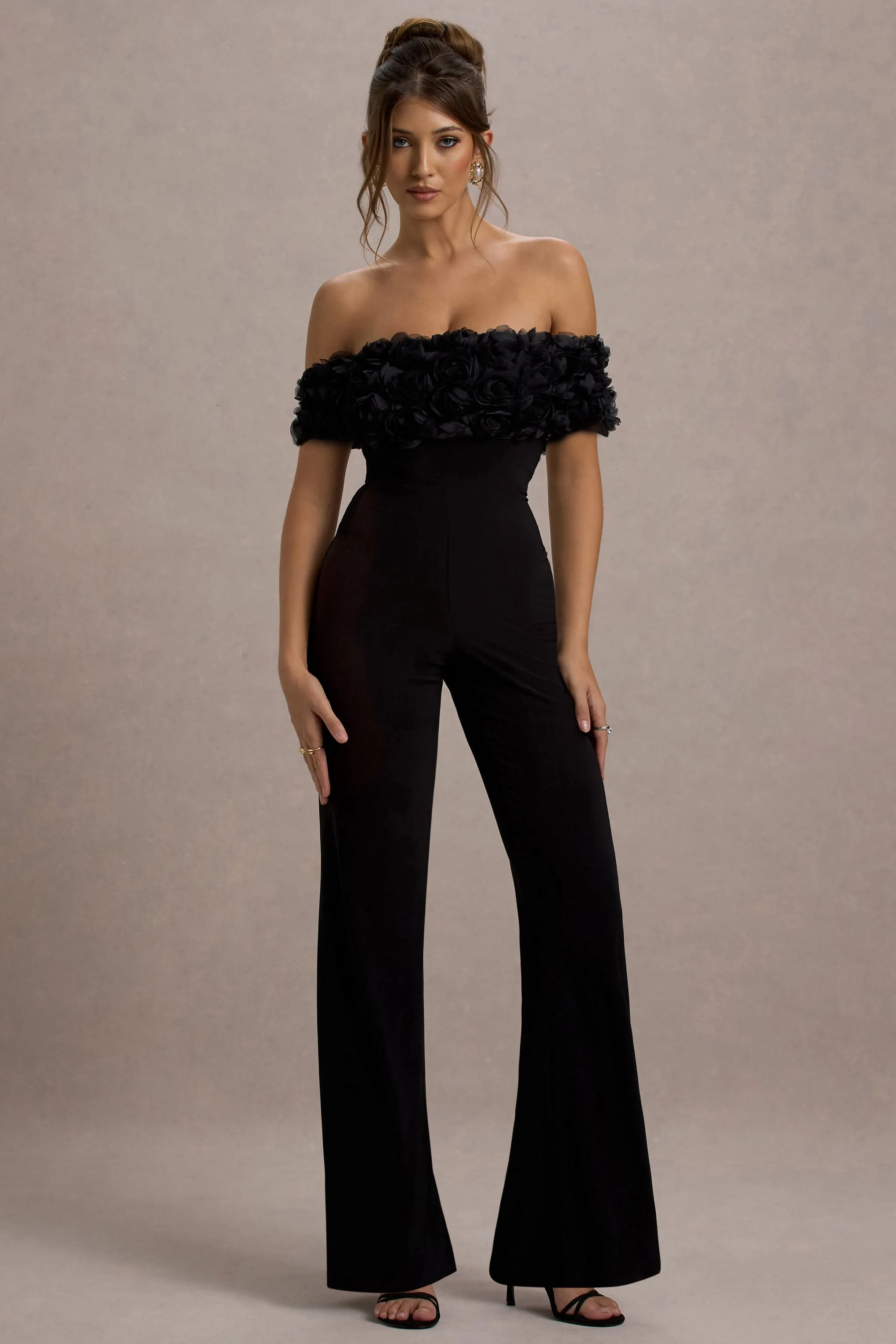 Botanique | Black Floral Bardot Jumpsuit