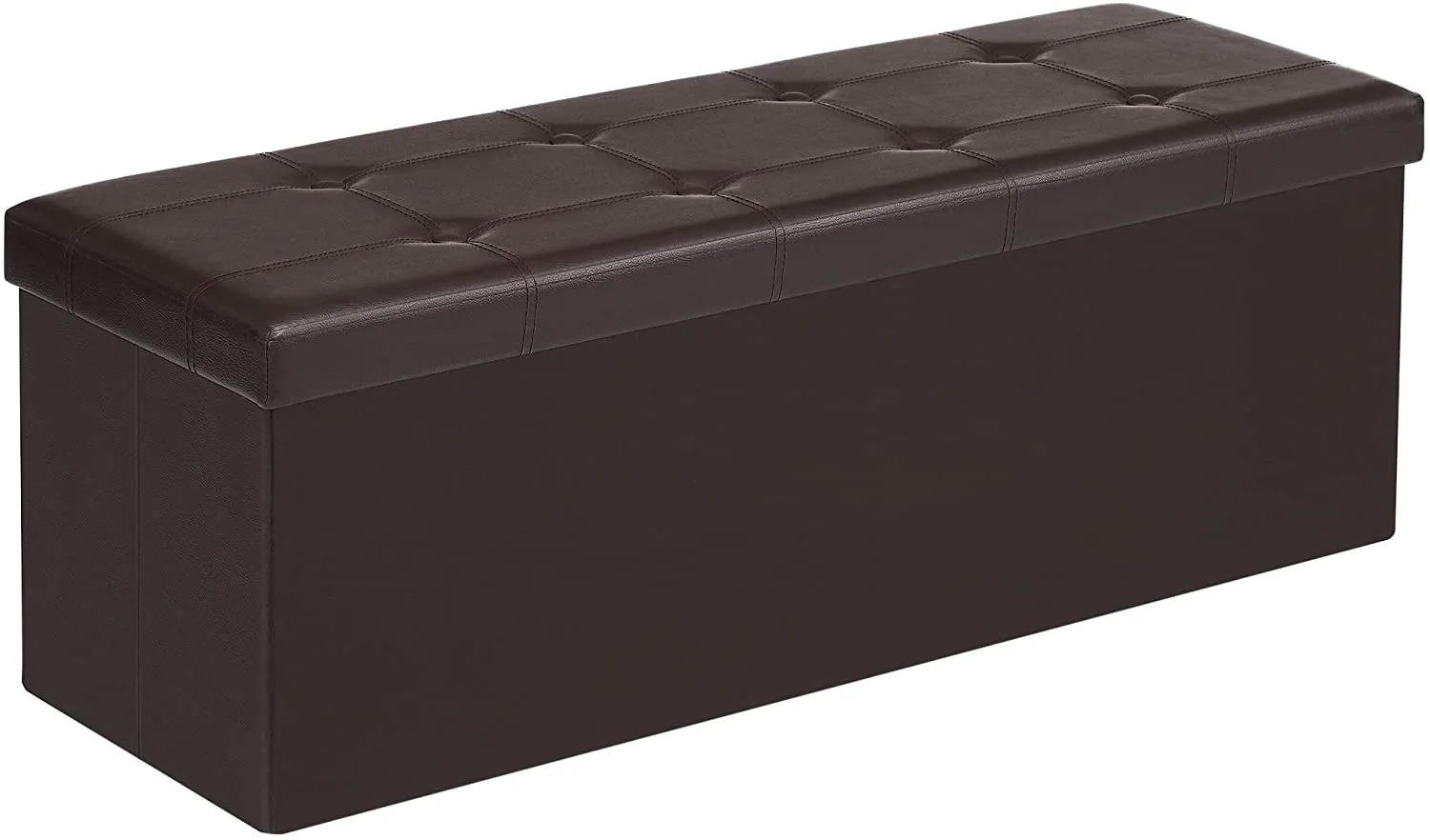 Brown Foldable Storage Ottoman Bench