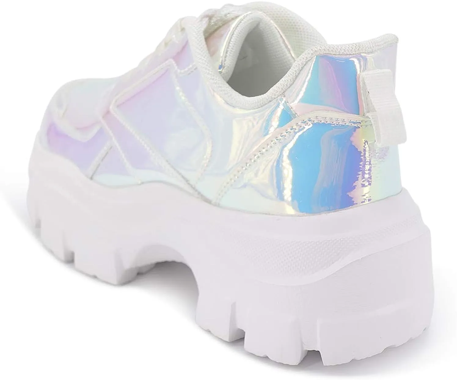 Chic & Fashionable Reflective Silver Chunky Platform Sneakers