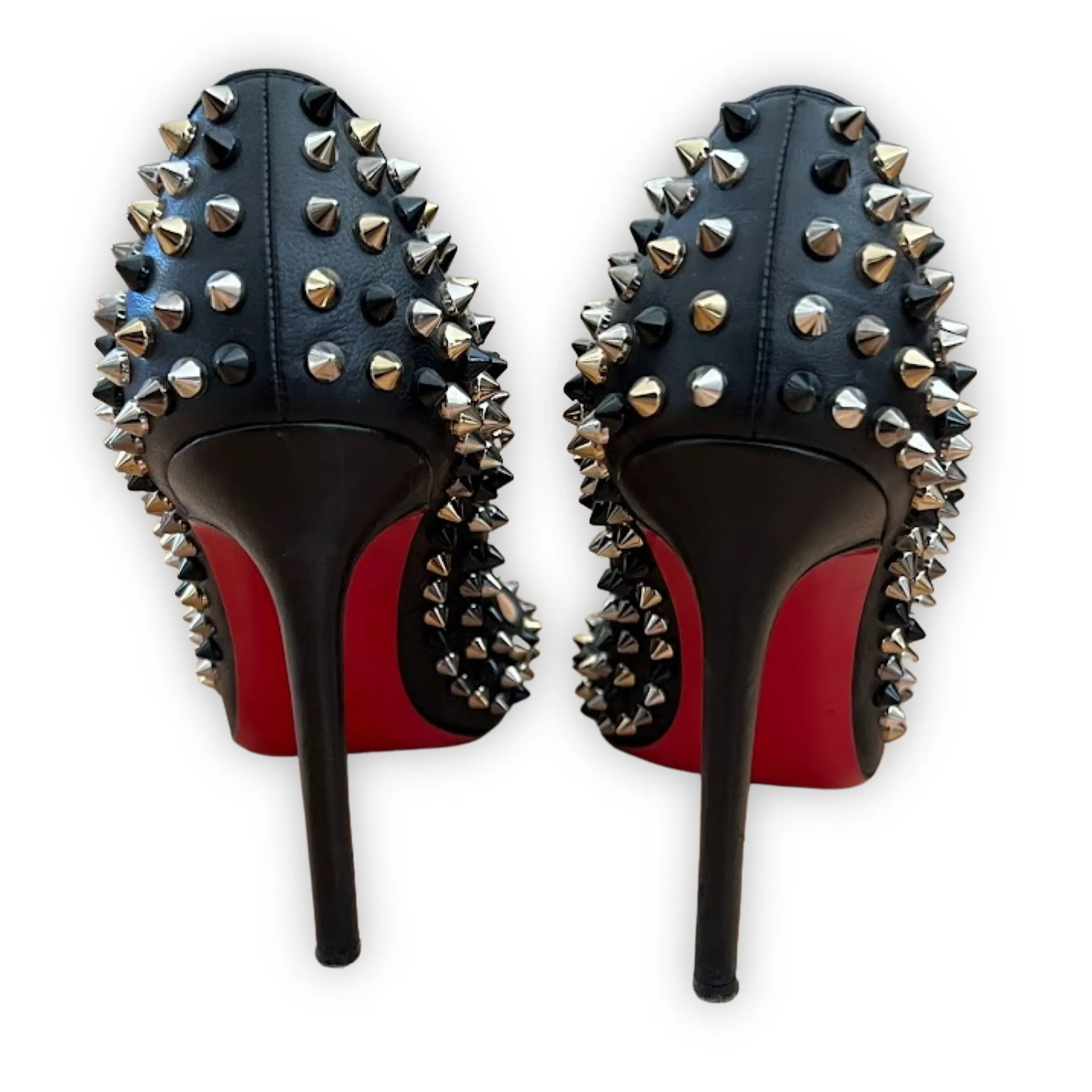 CHRISTIAN LOUBOUTIN Black Pigalle Studded Pumps | Size 36.5