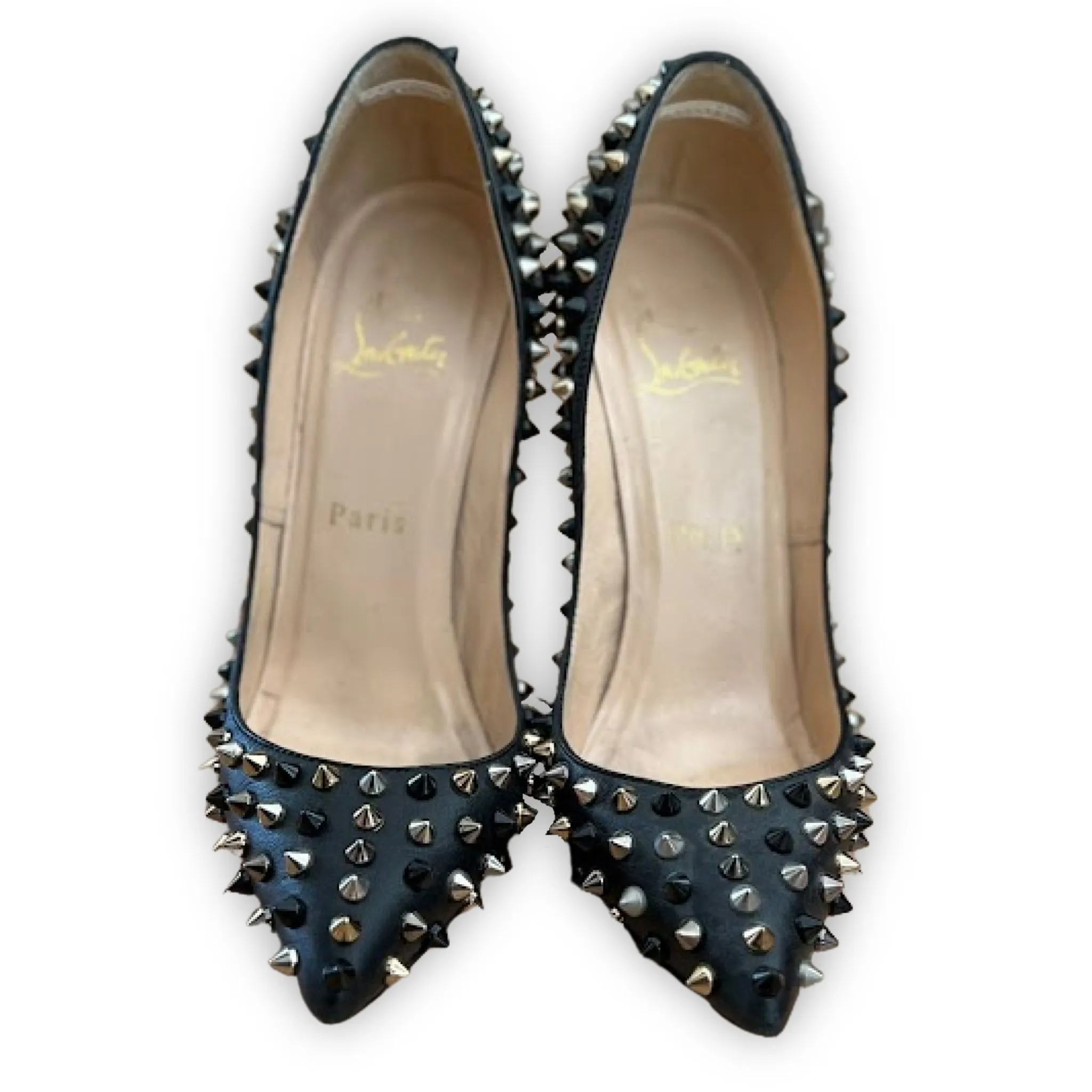 CHRISTIAN LOUBOUTIN Black Pigalle Studded Pumps | Size 36.5