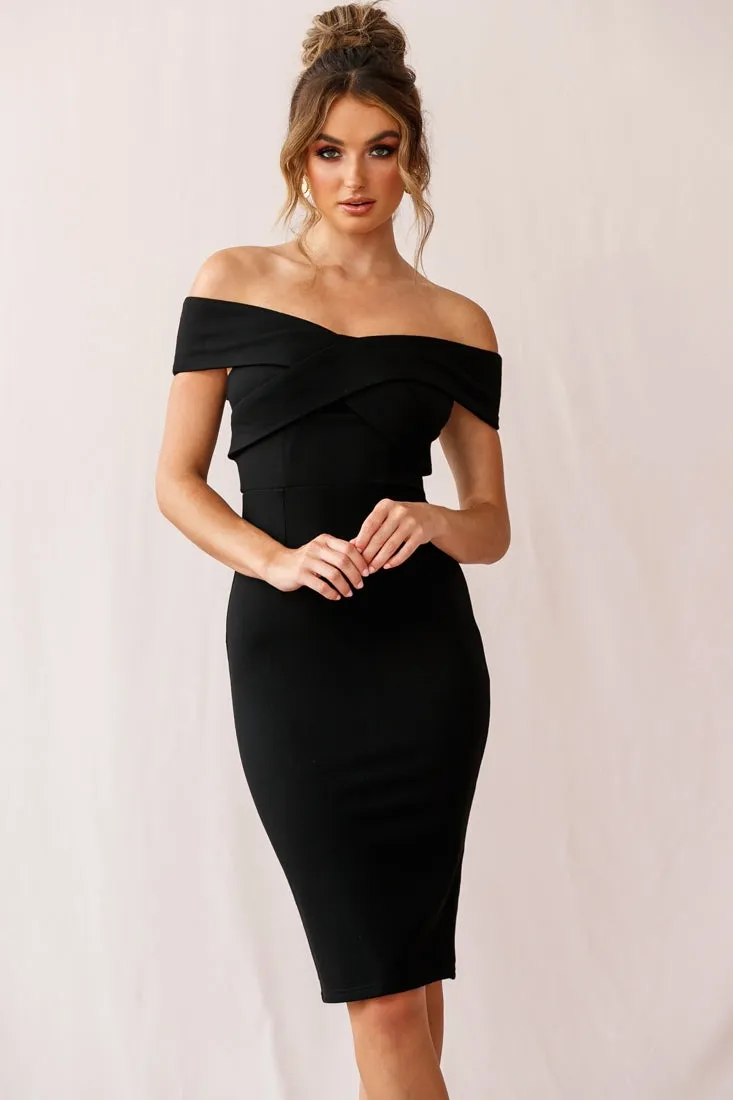 Corrine Elegant Off the Shoulder Bodycon Dress Black