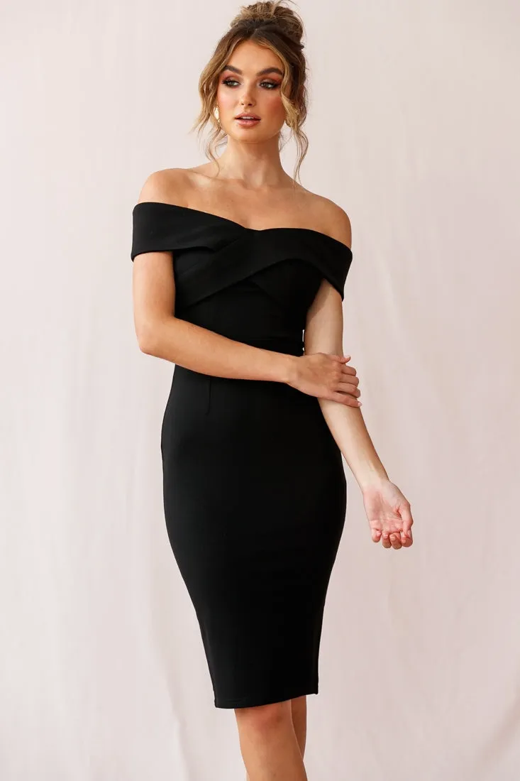 Corrine Elegant Off the Shoulder Bodycon Dress Black