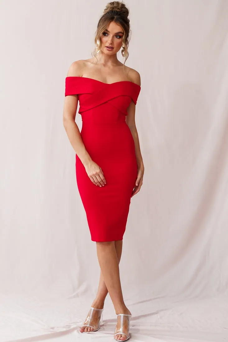 Corrine Elegant Off The Shoulder Bodycon Dress Red