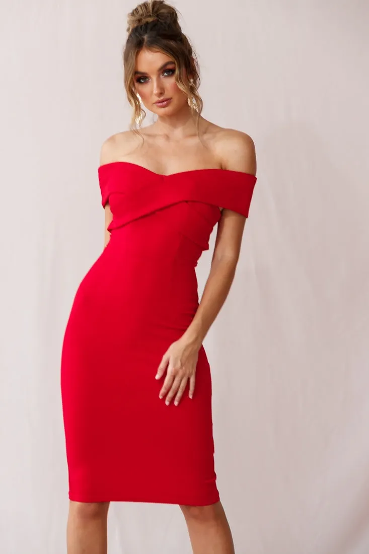 Corrine Elegant Off The Shoulder Bodycon Dress Red