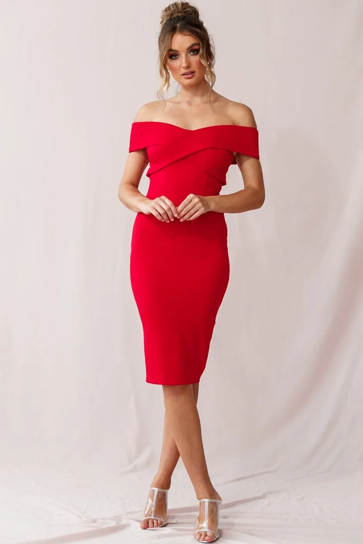 Corrine Elegant Off The Shoulder Bodycon Dress Red