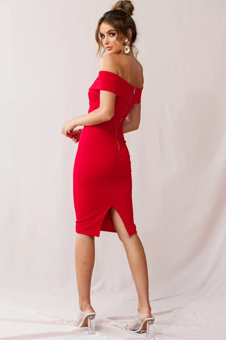 Corrine Elegant Off The Shoulder Bodycon Dress Red