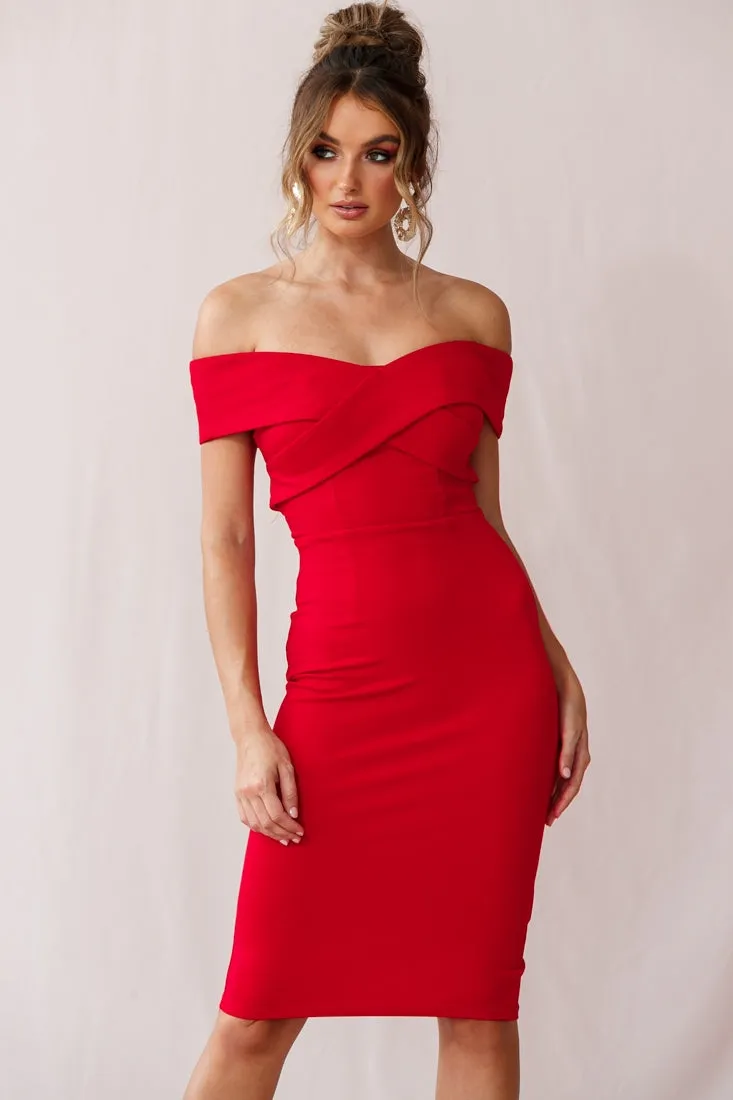 Corrine Elegant Off The Shoulder Bodycon Dress Red