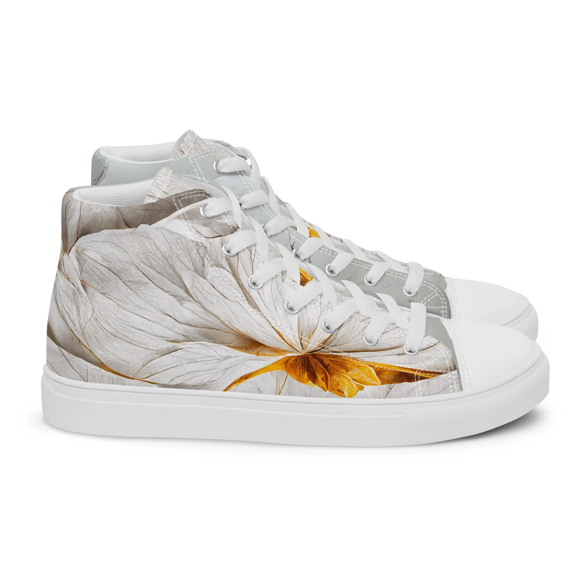 Elevate Your Style with Gold Floral Women's High Top Shoes - Order Now!