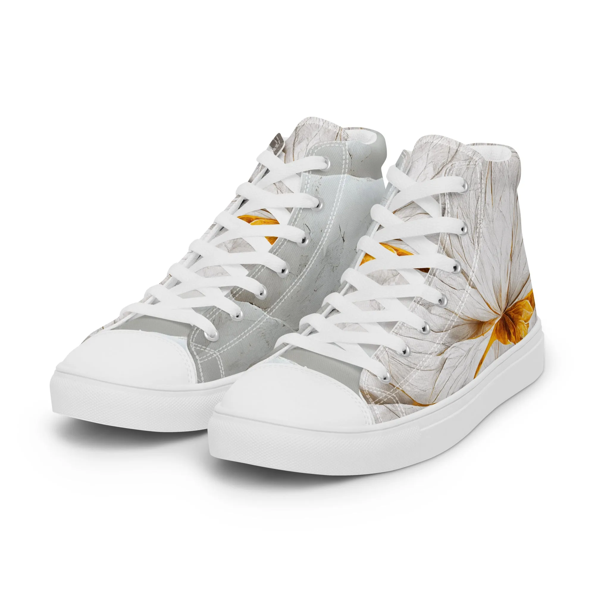 Elevate Your Style with Gold Floral Women's High Top Shoes - Order Now!