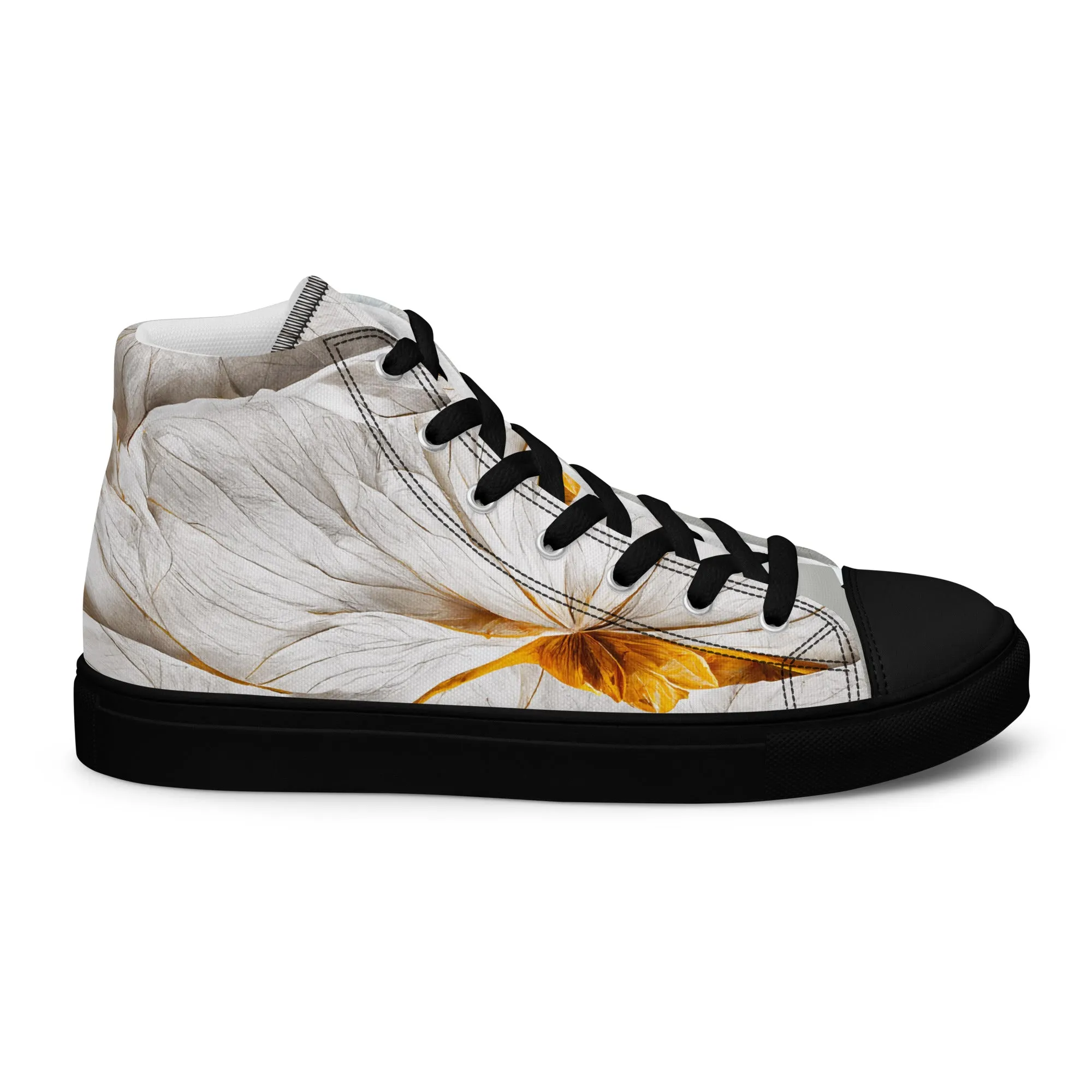 Elevate Your Style with Gold Floral Women's High Top Shoes - Order Now!