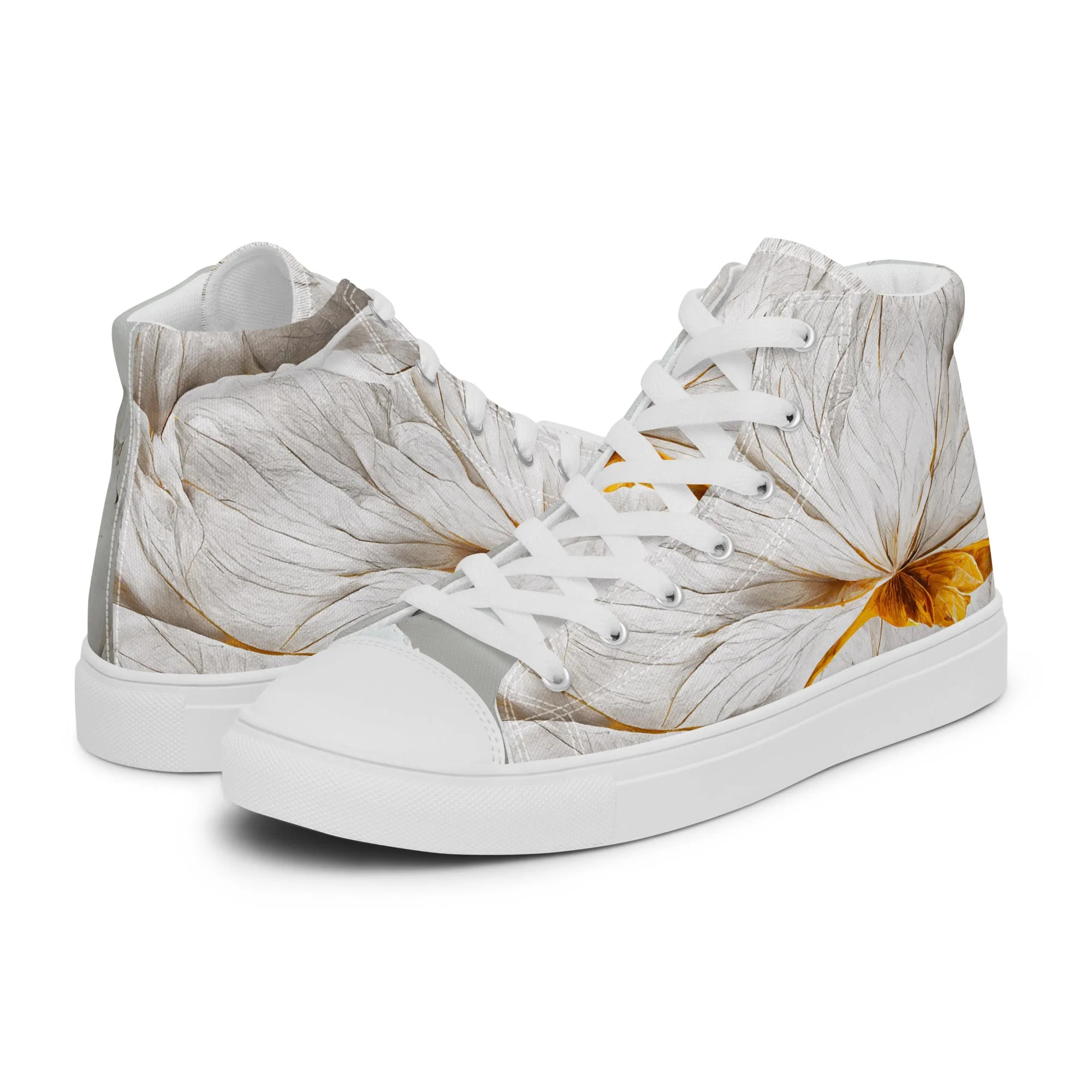 Elevate Your Style with Gold Floral Women's High Top Shoes - Order Now!