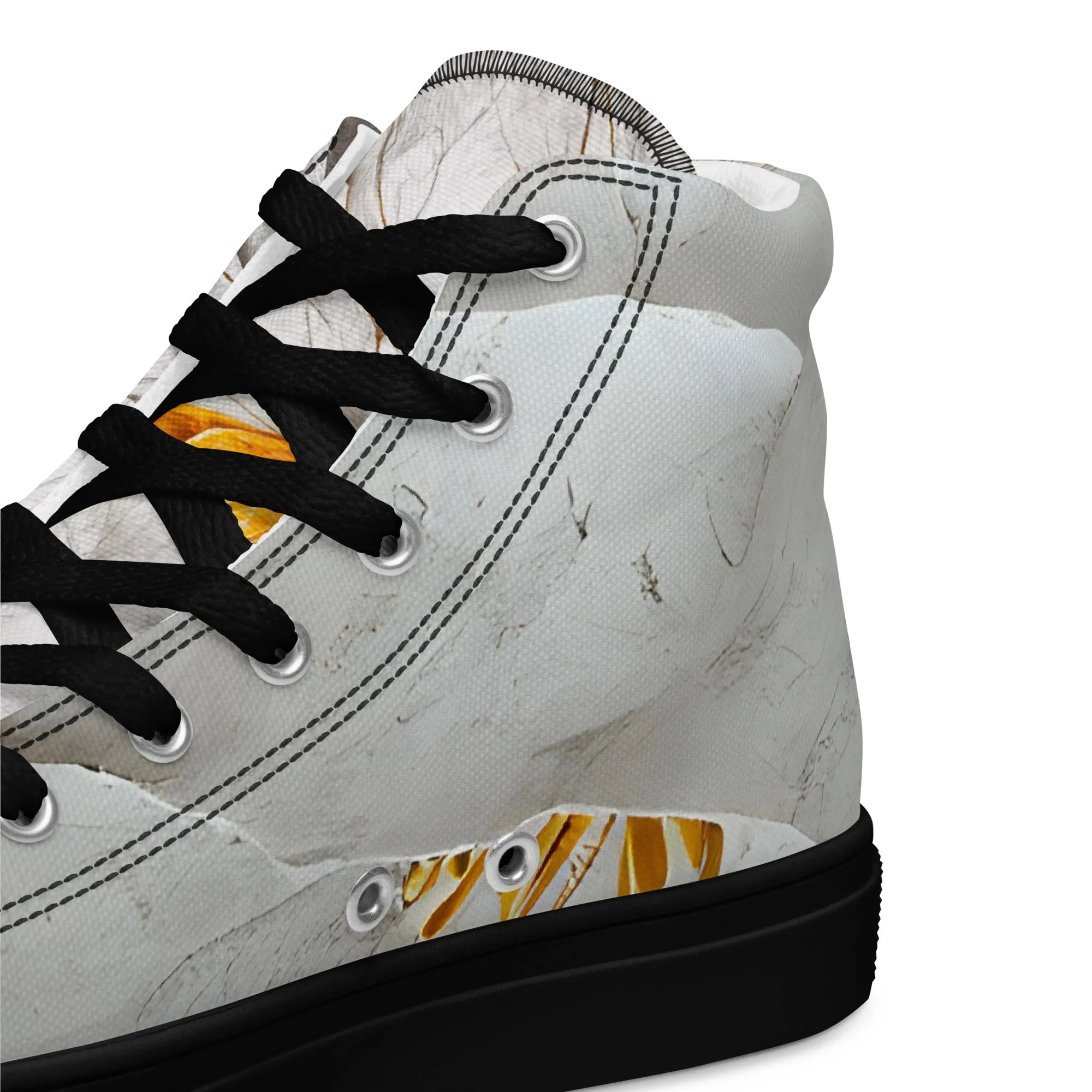 Elevate Your Style with Gold Floral Women's High Top Shoes - Order Now!