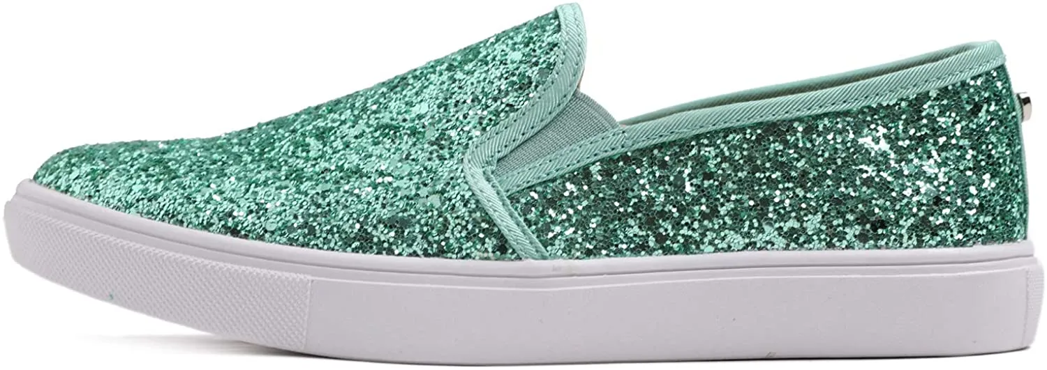 Fashion Slip-On Jade Glitter Casual Flat Loafers