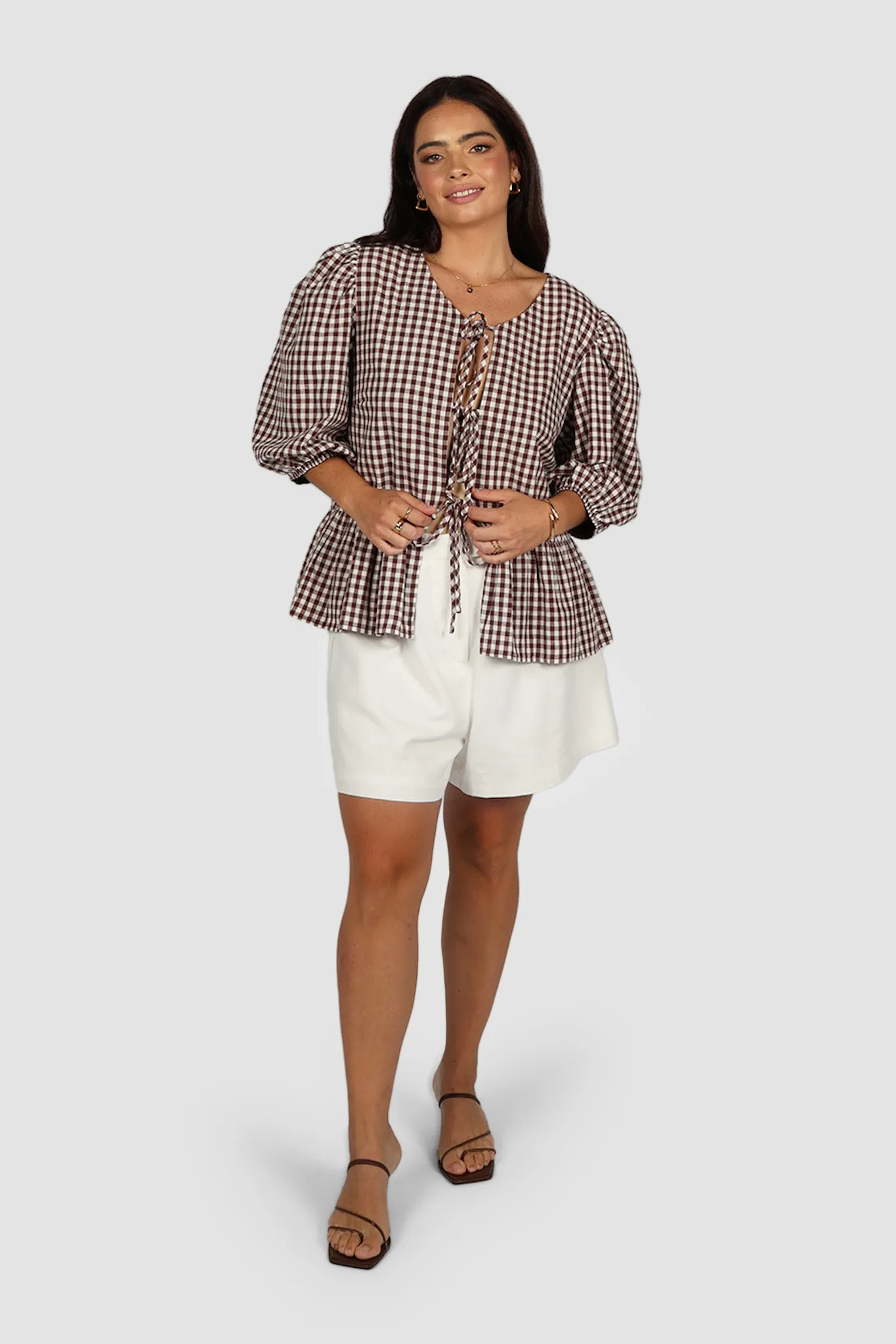 FAWN TOP CHOC GINGHAM