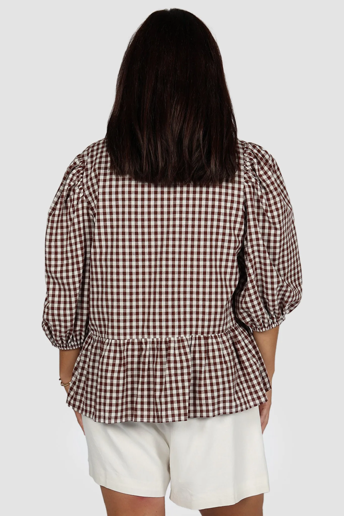 FAWN TOP CHOC GINGHAM