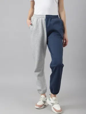 Fitkin Women Colourblocked Solid Oversized Fleece Jogger Pants