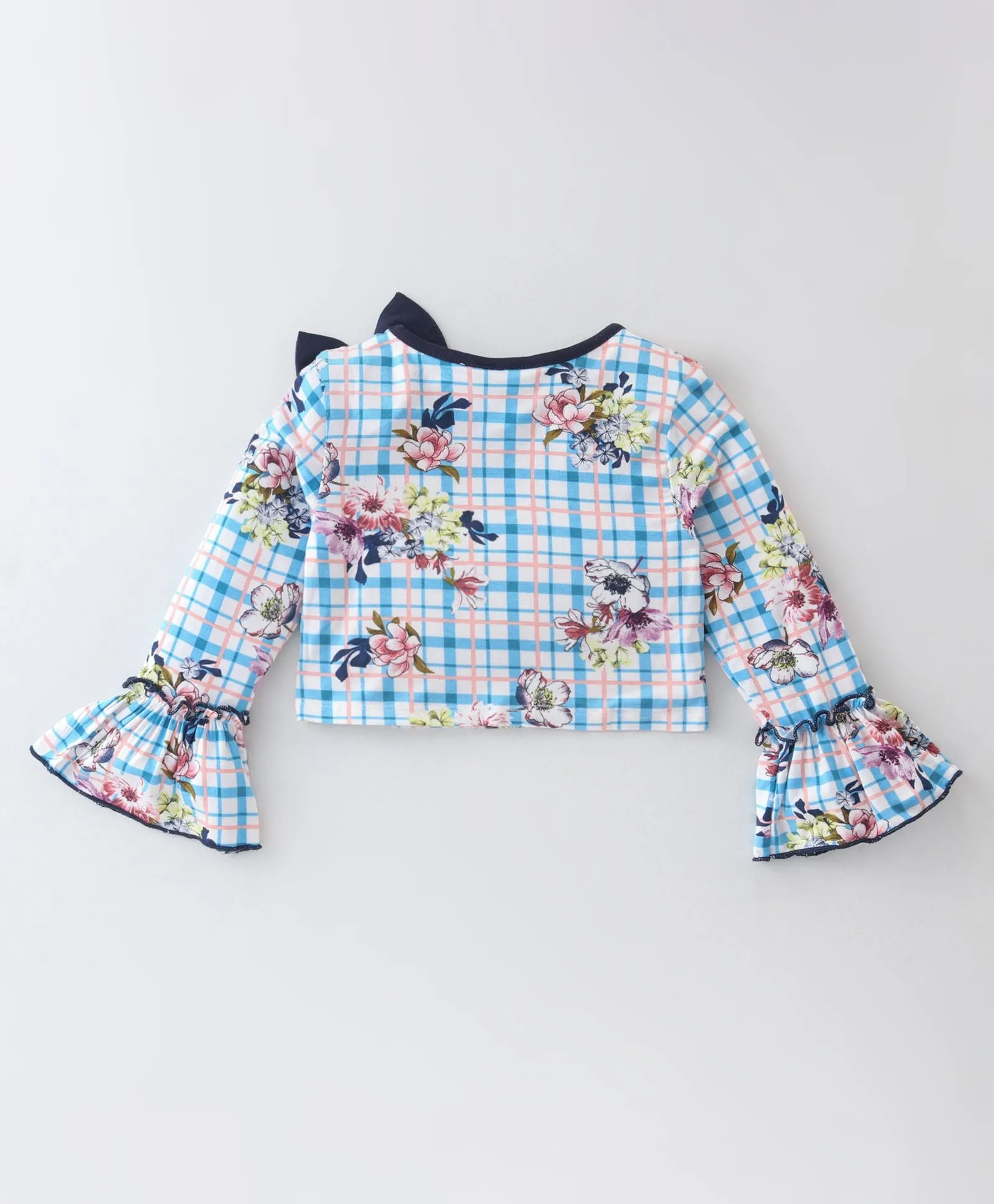 Floral Check Frilled Top Palazzo Set