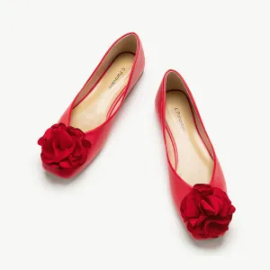 Flower Ballerina Flats (Eva) Red