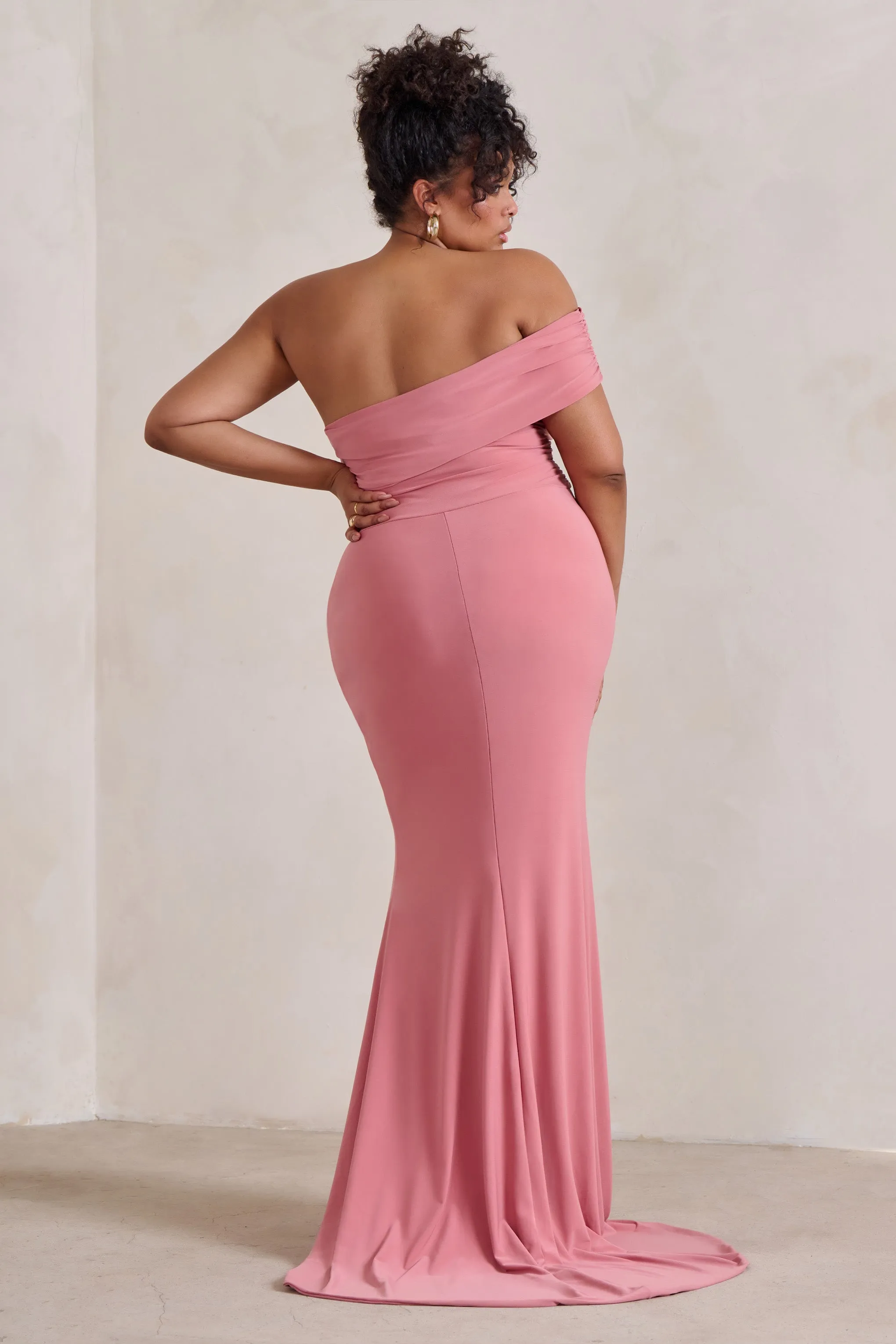 Forever & Always | Blush Pink One Shoulder Fishtail Maxi Dress