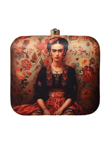 Frida Khalo Portrait Printed Clutch