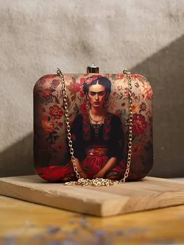 Frida Khalo Portrait Printed Clutch