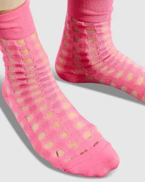 Gingham Places Sheer Sock - Pink