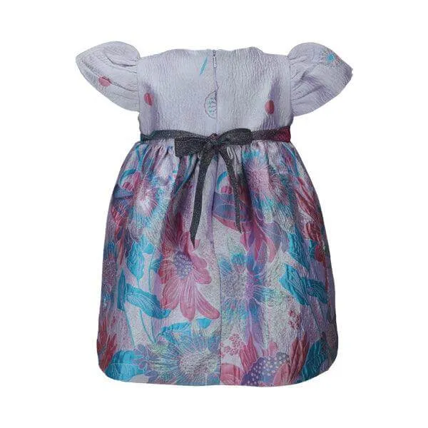 GIRLS FLORAL DAMASK DRESS WITH HAIR BOW