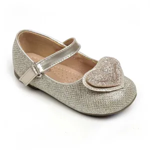 Glitter Heart Pumps For Girls - Gold