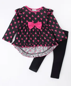 Hearts Frilled High Low Top Leggings Set