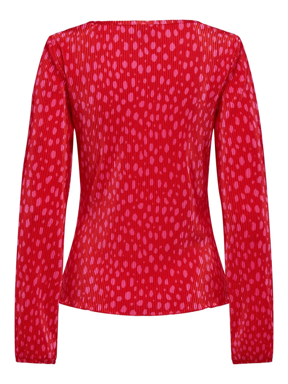 Jdycita Ls V-neck Top - Rood Dessin