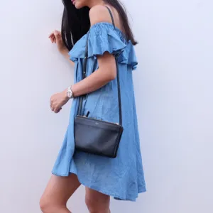 Katie Chambray Off-Shoulder Dress