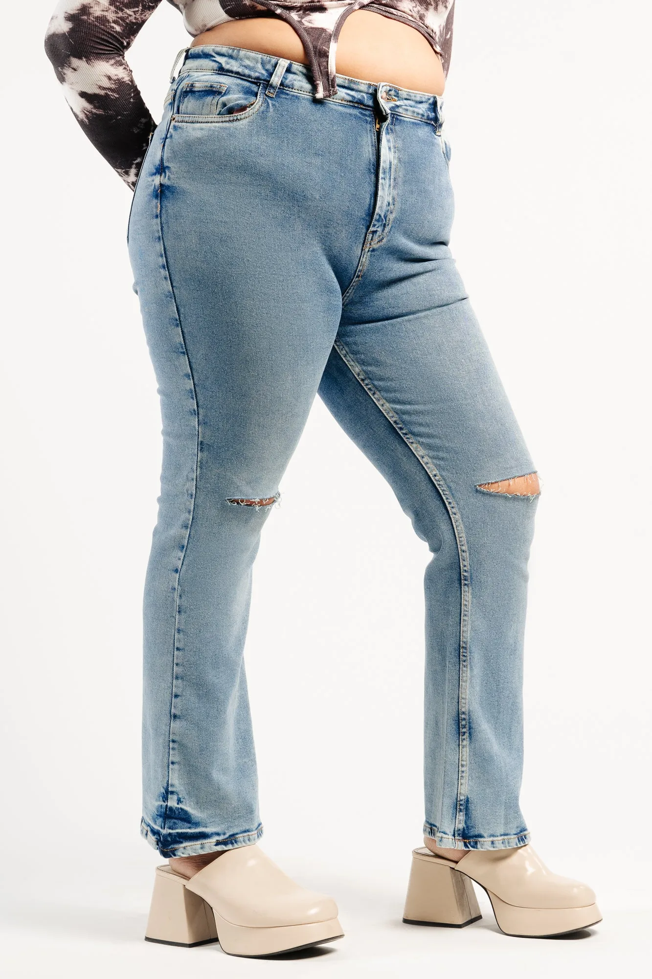 Knee Slit Indie Bootcut Jeans