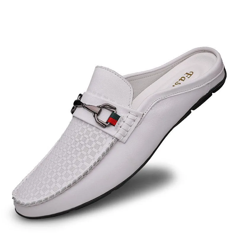 Leather Loafers Men Slip-on Mules