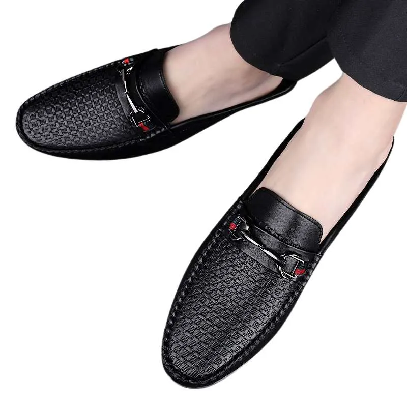 Leather Loafers Men Slip-on Mules