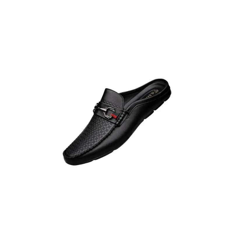 Leather Loafers Men Slip-on Mules