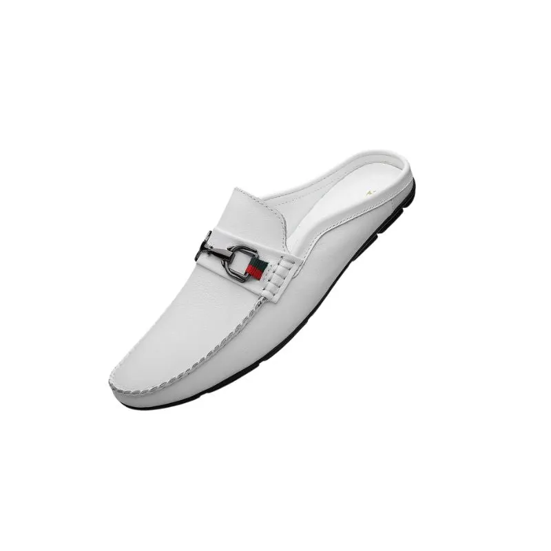 Leather Loafers Men Slip-on Mules