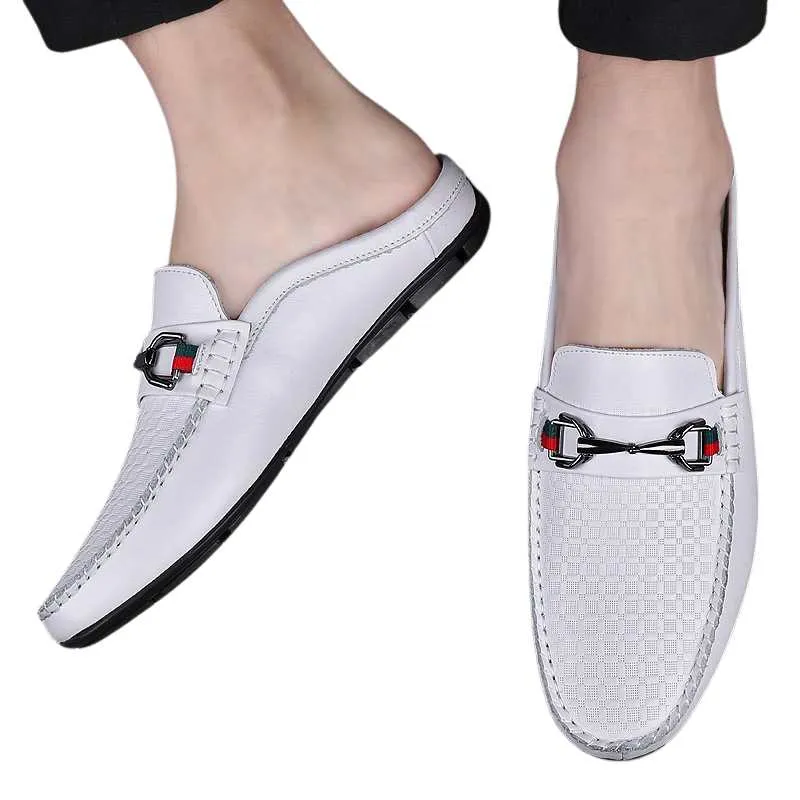 Leather Loafers Men Slip-on Mules