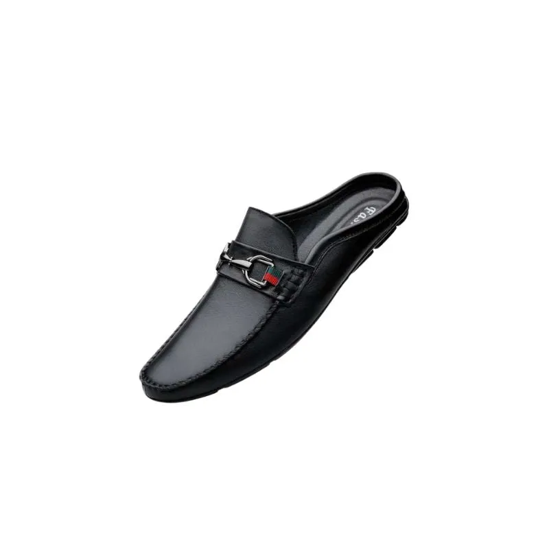 Leather Loafers Men Slip-on Mules