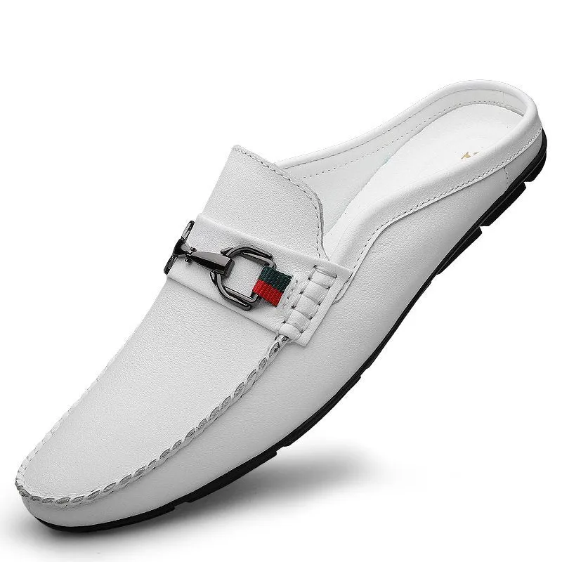 Leather Loafers Men Slip-on Mules