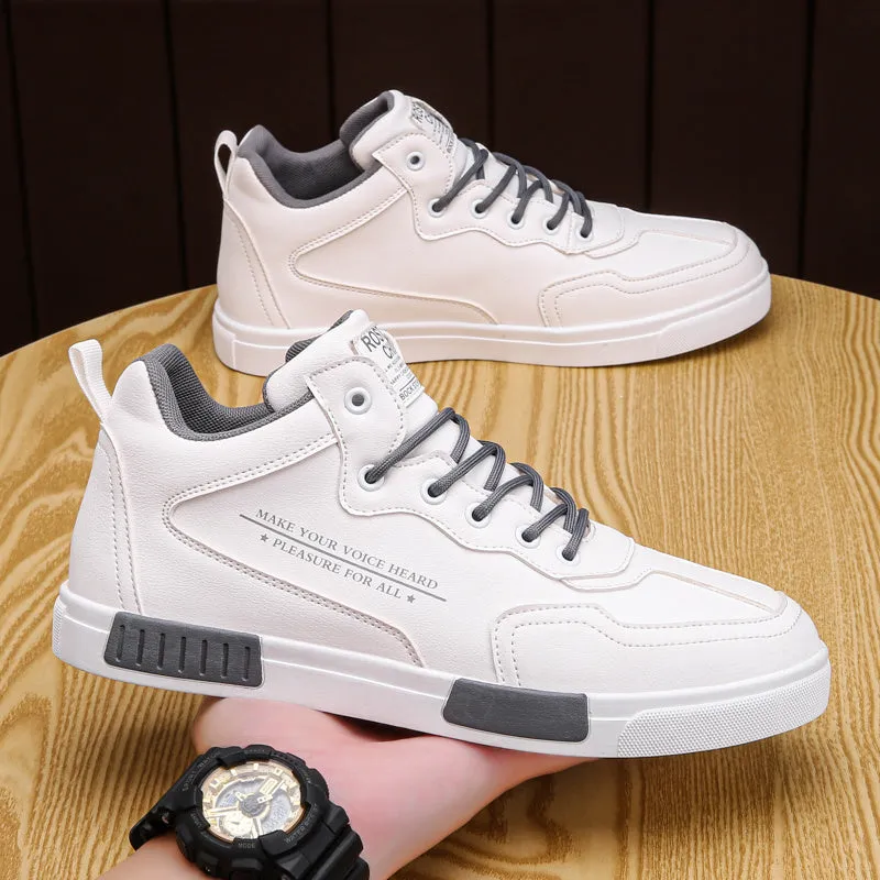 Leather Panel Shoes Fashionable High-top