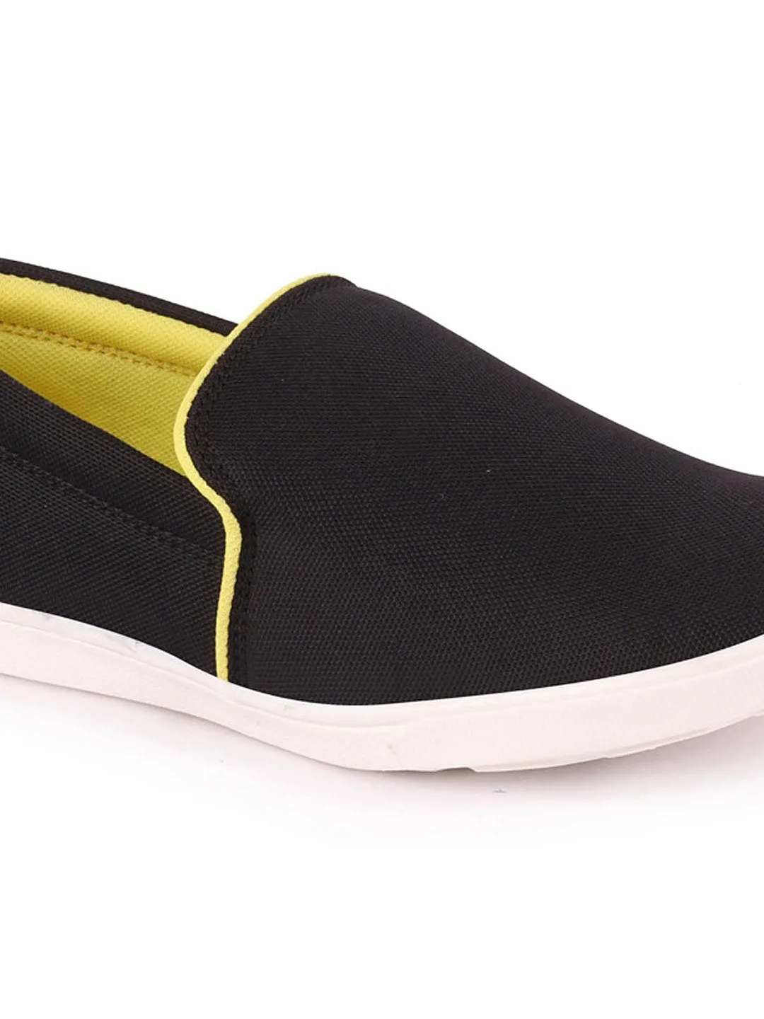 Men Black Casual Canvas Slip-On Loafers