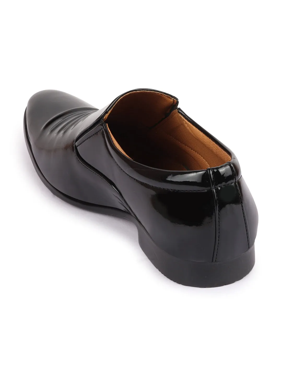 Men Black Casual Patent Leather Slip-On Loafers